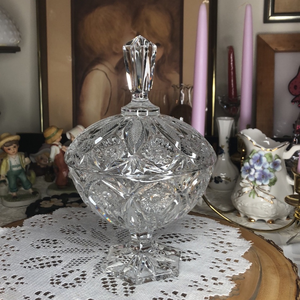 Crystal Glass lidded compote